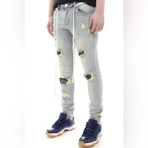 Thrt Multi Patches Louis denim washed skinny jeans
